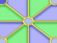Benutze die Maus, um farbige Kugeln zu den leeren Pl&auml;tzen so zu bewegen, dass ein Polygon mit Kugeln entsprechender Farbe umgeben und entfernt wird. 